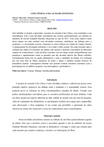 CINE CÊNICO: UMA AÇÃO DE EXTENSÃO RESUMO