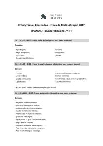 Cronograma e Conteúdos – Prova de Reclassificação 2017 8º ANO