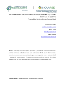 UM ESTUDO SOBRE O AUMENTO DO CONSUMISMO E SUA