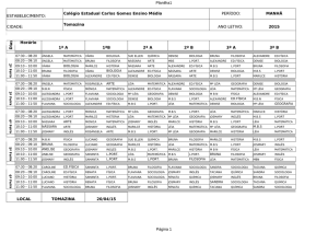 MANHÃ Tomazina CIDADE: ANO LETIVO
