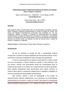 TERRITORIALIDADES TRANSFRONTEIRIÇAS NO OESTE DO