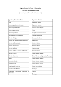 Lista de Áreas Disciplinares para Registo Nacional de Teses e