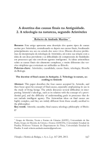 A doutrina das causas finais na Antiguidade. 2. A teleologia