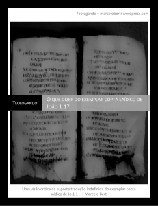 O que dizer do exemplar copta saídico de João 1.1?