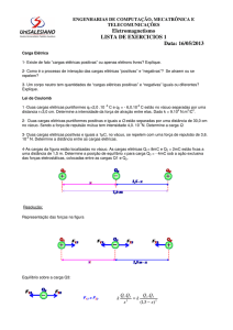 Eletromagnetismo LISTA DE EXERCICIOS 1 Data: 16/05/2013