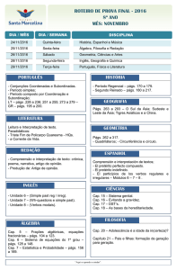 ROTEIRO DE PROVA FINAL - 2016 8º ANO MÊS: NOVEMBRO