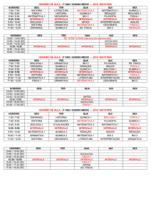 HORÁRIO DE AULA - 1º ANO / ENSINO MÉDIO – 2016 / MATUTINO