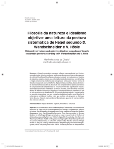 Filosofia da natureza e idealismo objetivo: uma leitura da postura