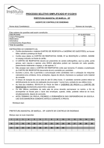 Caderno de Prova Agente de Controle de Endemias