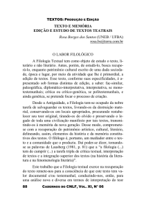 TEXTO E MEMÓRIA EDIÇÃO E ESTUDO DE TEXTOS