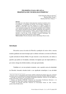 FILOSOFIA E SALA DE AULA: PROPOSTAS DE UM