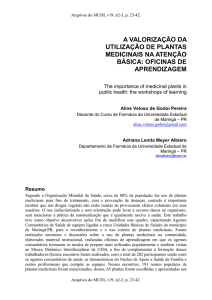 A VALORIZAÇÃO DA UTILIZAÇÃO DE PLANTAS MEDICINAIS NA