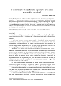 O turismo como mercadoria no capitalismo avançado: uma