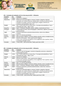 6ºA – Conteúdos das Avaliações de 24 a 31 de março de 2017