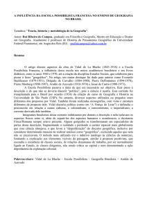 a influência da escola possibilista francesa no ensino de geografia