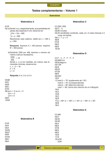 Testes complementares Gabarito vol1.indd