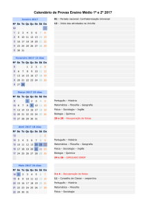 Calendário de Provas Ensino Médio 1º e 2º 2017