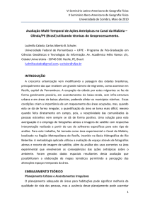 Avaliação Multi-Temporal de Ações Antrópicas no Canal da Malária