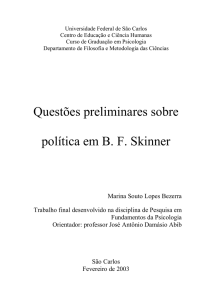 Questões preliminares sobre política em BF Skinner