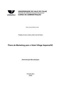 Plano de Marketing para o Hotel Village Itapema/SC