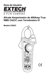 Guia do Usuário Alicate Amperímetro de 400Amp True RMS CA/CC