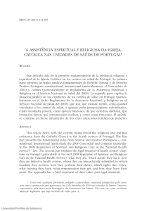 a assistência espiritual e religiosa da igreja católica nas