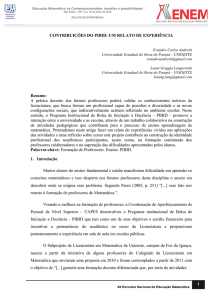 CONTRIBUIÇÕES DO PIBID: UM RELATO DE EXPERIÊNCIA