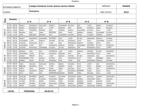 MANHÃ Tomazina CIDADE: ANO LETIVO
