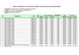 ANEXO AO COMUNICADO: IVAS PARA TINTAS, VERNIZES E