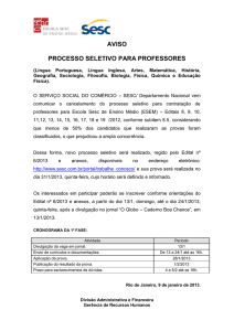 AVISO PROCESSO SELETIVO PARA PROFESSORES