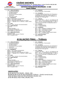 COLÉGIO ANCHIETA AVALIAÇÃO FINAL – 7h30min