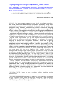 a gramática: destinações funcionais e inter-relações