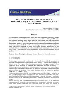 ANÁLISE DE EMBALAGENS DE PRODUTOS ALIMENTÍCIOS QUE