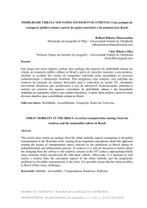 MOBILIDADE URBANA NOS PAÍSES EM DESENVOLVIMENTO