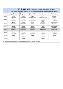 8º ANO M2 - Horário para o ano letivo de 2017.