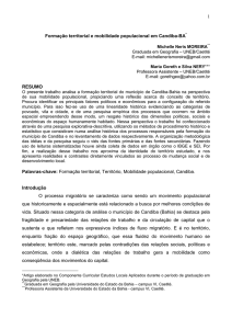 Formação territorial e mobilidade populacional em Candiba-BA