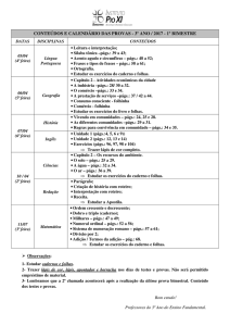 conteúdos e calendário da se calendário das