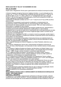 RESOLUÇÃO RDC Nº 306, DE 7 DE DEZEMBRO DE 2004 DOU, de