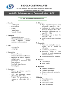 Assuntos Recuperação Final 6 ano