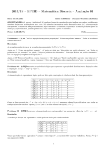 2013/1S – EP33D – Matemática Discreta – Avaliação 01