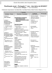 Planificação anual – Português 7.° ano – Ano letivo de 2016