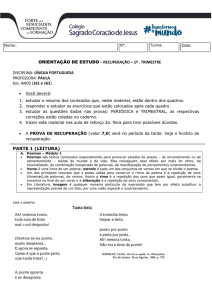 Orientação de estudos para a prova de recuperação trimestral