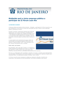 RioSaúde será a única empresa pública a participar do II Fórum
