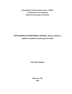 PORTADORES DE HIPERTENSÃO ARTERIAL: fatores