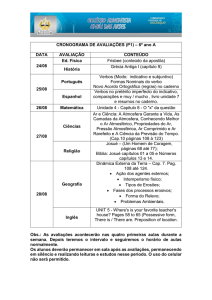 CRONOGRAMA DE AVALIAÇÕES (P1) – 6º ano A DATA