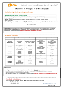 Informativo de Avaliações do 1º Bimestre/ 2016