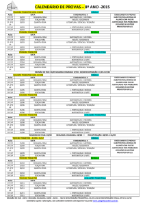 CALENDÁRIO DE PROVAS – 8º ANO -2015