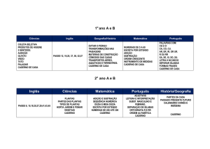 1 ano A e B 2 ano A e B Inglês Ciências Matemática Português