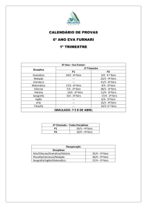 CALENDÁRIO DE PROVAS 6º ANO EVA FURNARI 1º TRIMESTRE