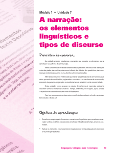 A narração: os elementos linguísticos e tipos de discurso